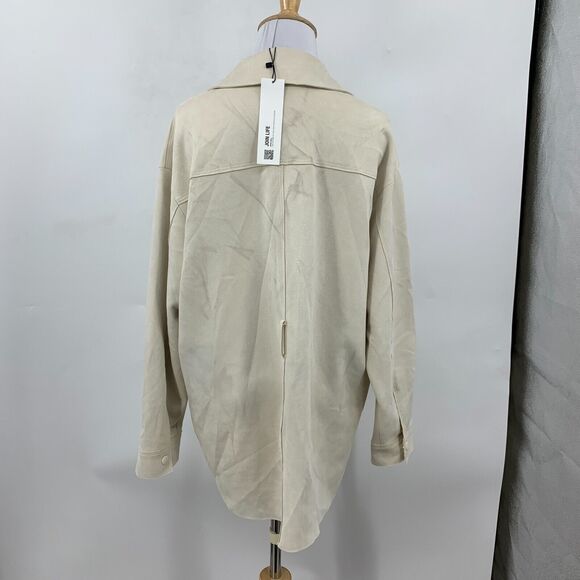 Zara Faux Suede Overshirt Womens XS Champagne Snap Button Pockets Jacket *READ - Picture 5 of 16